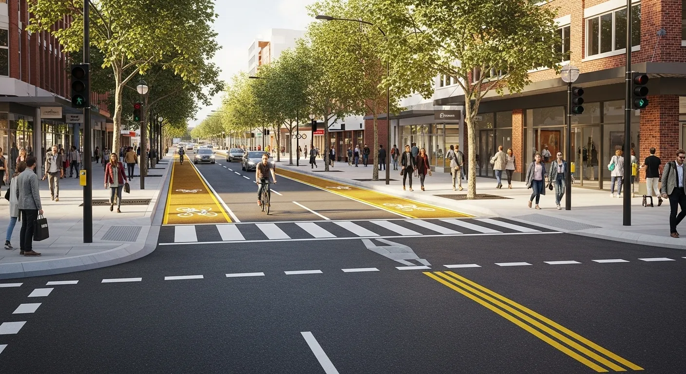 Street design changes that improve pedestrian visibility and reduce blind-zone crash risk