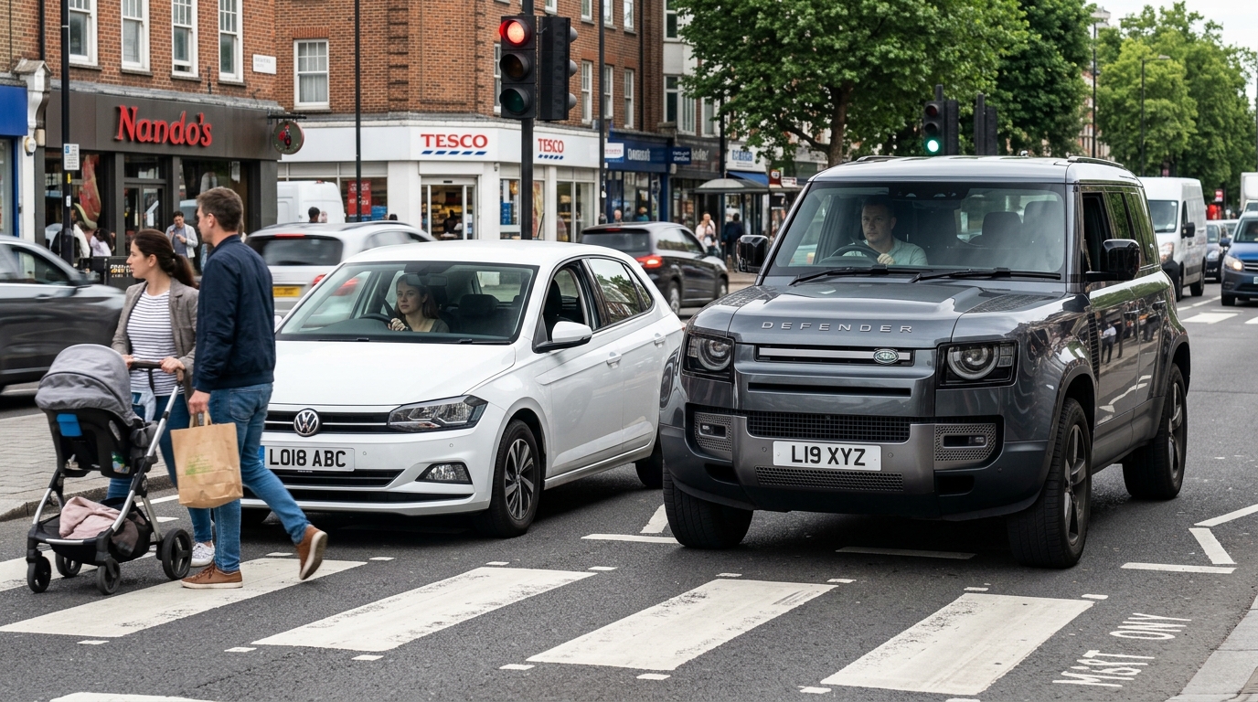 compact car and tall SUV hood height comparison